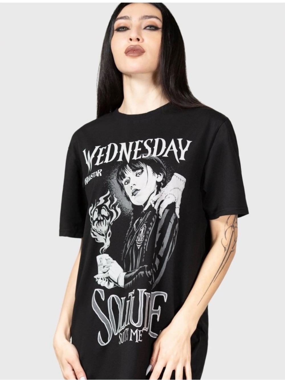BNWT Killstar Black and White 'Wednesday' Graphic Short Sleeve Tee